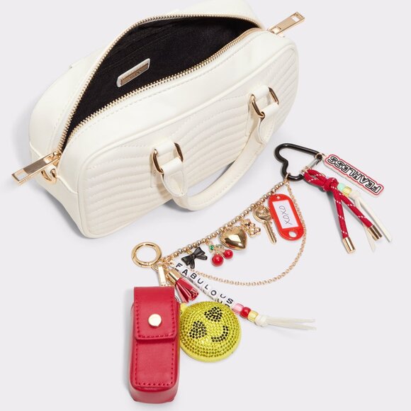 Zipper Satchel Bag With Decorative Charms - Picture 1 of 3